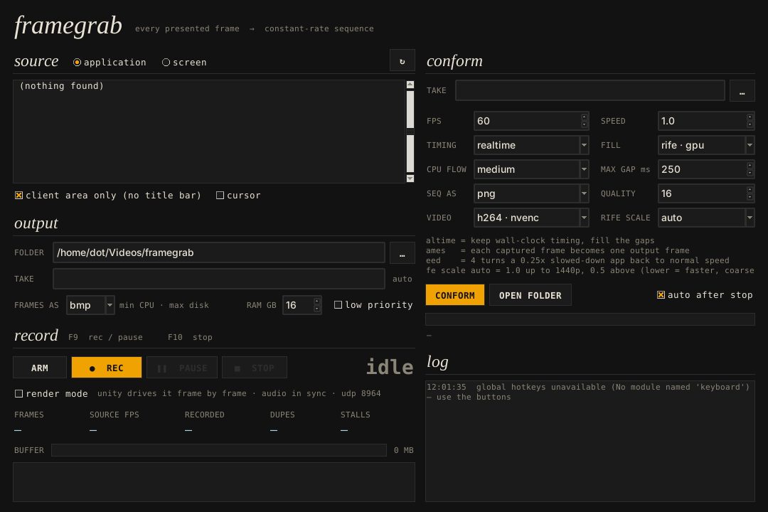 framegrab: capture · application
