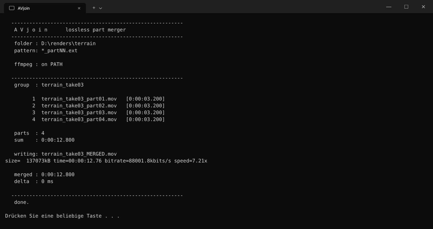 AVjoin: merge run (reconstructed on test parts)