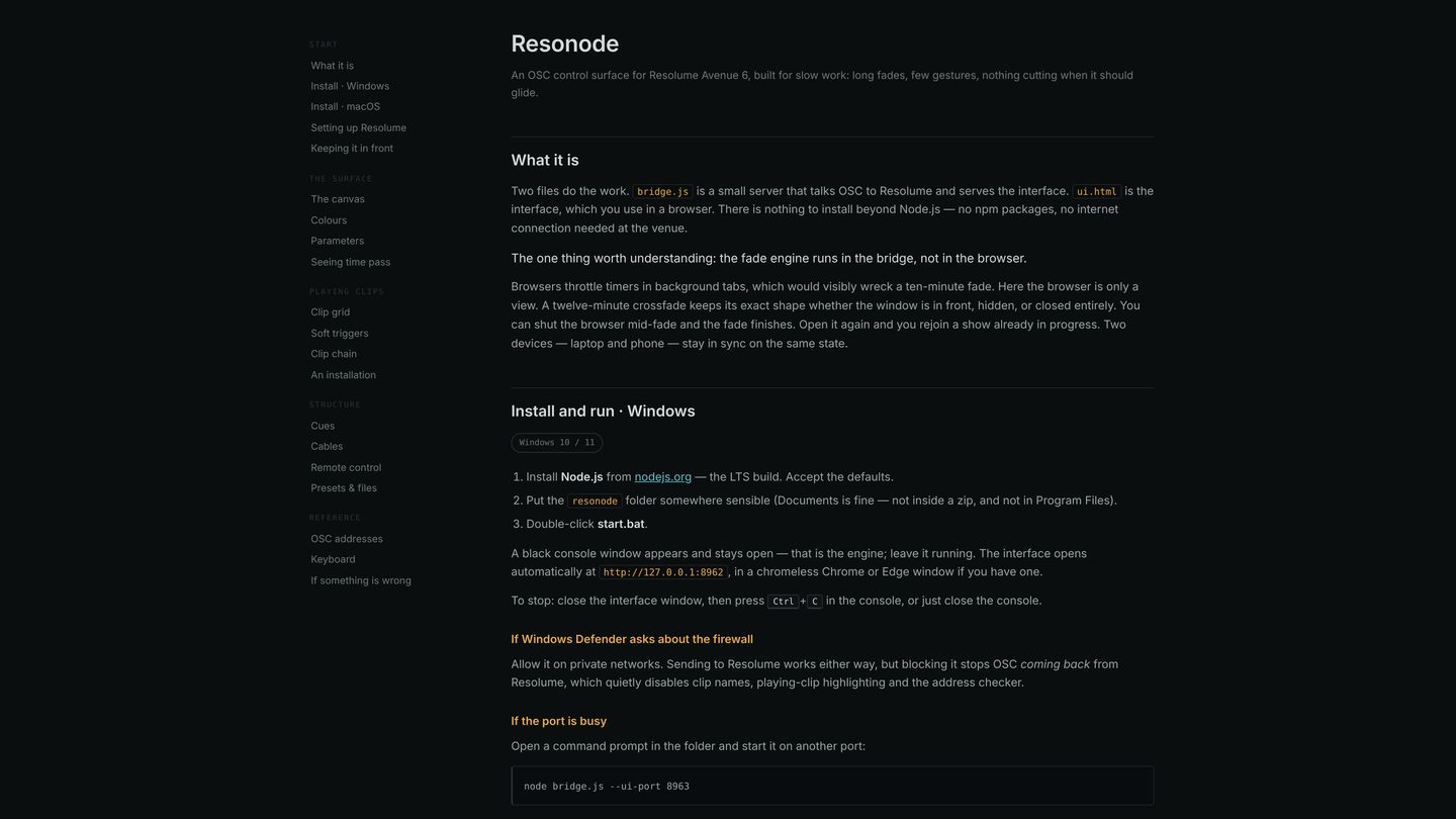 Resonode: manual